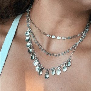 Free people silver layer necklace